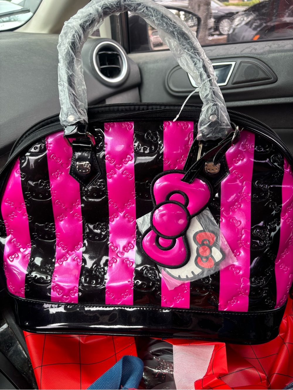 SANRIO LOUNGEFLY HELLO KITTY PURSE SPECIAL EDITION PINK STRIPES